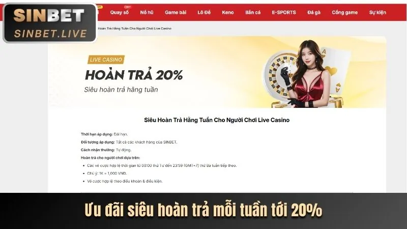 Khuyến mãi nạp lại hàng ngày và hàng tuần tại V6BET Casino